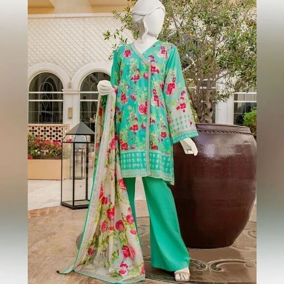 JUNAID JAMSHED PAKISTANI DESIGNER SEMI FORMAL DRESS 3 PIECE - Picture 2 of 6